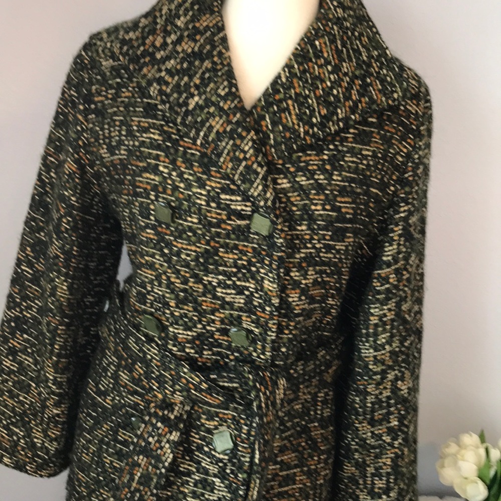 Vintage houndstooth wool coat with pockets
